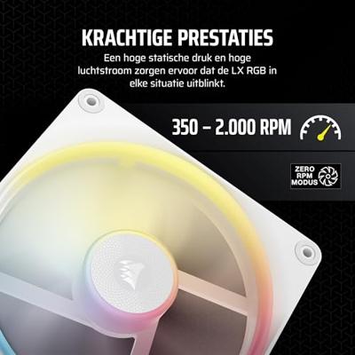 Corsair LX140-R RGB iC PC-ventilator Wit (b x h x d) 140 x 140 x 20 mm