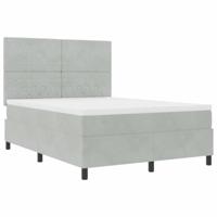 Boxspring bed met matras Lichtgrijs 140 x 200 cm Fluweel - thumbnail