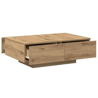 Salontafel 90x60x31 cm bewerkt hout artisanaal eikenkleurig