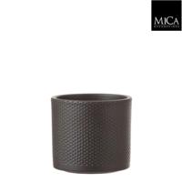Mica Decorations era pot donkergrijs relief 12,5x13,5cm - thumbnail