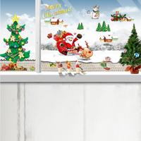 Kerstboom slee Santa Claus venster glazen deur verwisselbare kerst muur sticker Decoretion - thumbnail