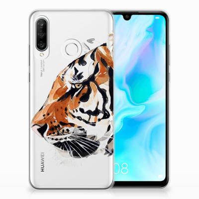 Smartphone hoesje Huawei P30 Lite Watercolor Tiger Smartphone hoesje Huawei P30 Lite Watercolor Tiger