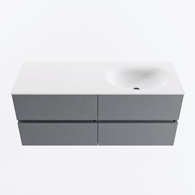 MONDIAZ VICA 120cm badmeubel onderkast Plata 4 lades. Wastafel MOON rechts zonder kraangat, kleur Talc.