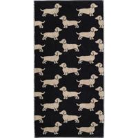 Cawö Cawo We love Dogs gemustert 6246 Badlaken 80x150 schwarz/beige - thumbnail