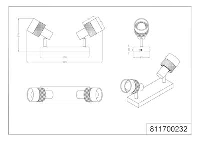 Trio 2-lichts opbouwspotNandini zwart met hout - 811700232