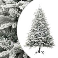 VidaXL Kunstkerstboom met sneeuwvlokken 180 cm pvc en pe groen - thumbnail