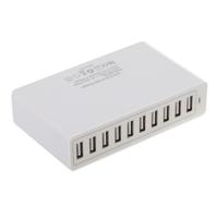 XBX09L 50W 5V 2.4A 10 USB Ports Quick Charger Travel Charger EU Plug(White) - thumbnail