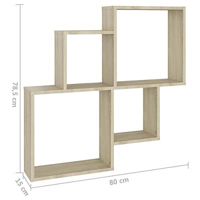 Wandschap kubus 80x15x78,5 cm bewerkt hout sonoma eiken