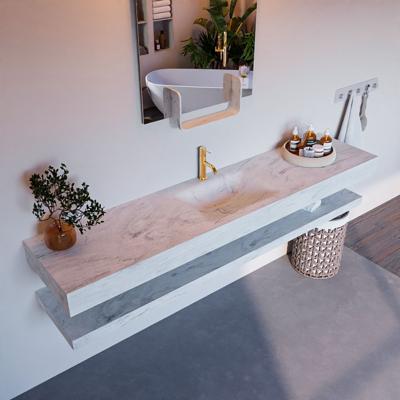 MONDIAZ ALAN-DLUX 200cm planchet Opalo. Vrijhangende wastafel CLOUD midden 1 kraangat, kleur Opalo. MONDIAZ ALAN-DLUX 200cm planchet Opalo. Vrijhangende wastafel CLOUD midden 1 kraangat, kleur Opalo.