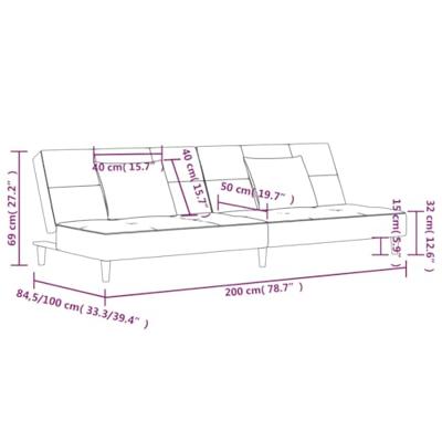 Slaapbank 2-zits met 2 kussens stof crmekleurig