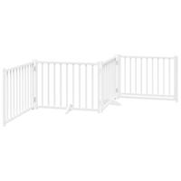 Hondenhek inklapbaar 4 panelen 320 cm massief vurenhout wit - thumbnail