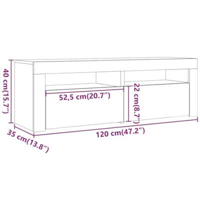 Tv-meubel met LED 120x35x40 cm bewerkt hout oud hout
