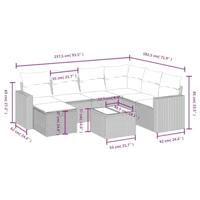 8-delige Loungeset met kussens poly rattan gemengd beige - thumbnail