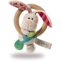 Nici bijtring Rabbit Tilli 29 x 16 x 5 cm hout/pluche wit - thumbnail