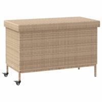 Tuinbox met wielen 110x55x73 cm poly rattan gemengd beige - thumbnail