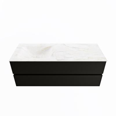 MONDIAZ VICA-DLUX 130cm badmeubel onderkast Urban 2 lades. Inbouw wastafel CLOUD links 1 kraangat, kleur Ostra.