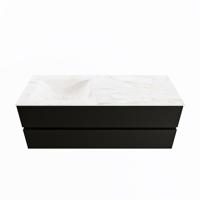 MONDIAZ VICA-DLUX 130cm badmeubel onderkast Urban 2 lades. Inbouw wastafel CLOUD links 1 kraangat, kleur Ostra. - thumbnail