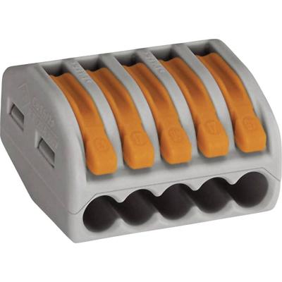WAGO 222 Lasklem Flexibel: 0.08-4 mm² Massief: 0.08-2.5 mm² Aantal polen: 5 40 stuk(s) Grijs, Oranje