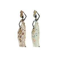 Decoratieve figuren Home ESPRIT Groen Beige Afrikaanse (2 Stuks) - thumbnail