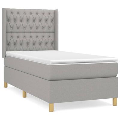 Boxspring met matras stof lichtgrijs 140x200 cm - thumbnail