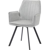 LivingFurn Eetkamerstoel 'Louise', Draaibaar kleur Grijs - thumbnail