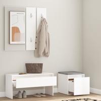 Garderobe set bewerkt hout wit - thumbnail
