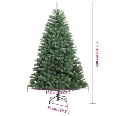 VidaXL Kunstmatige inklapbare kerstboom groen 240 cm pvc en metaal