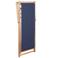 Strandstoel inklapbaar stof en houten frame blauw - thumbnail