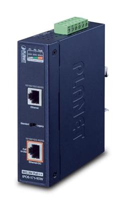Planet IP30, Industrial Single-Port 10/100/1000Mbps 802.3bt Ultra, IPOE-171-95W (10/100/1000Mbps 802.3bt Ultra PoE Injector (95 Watts, PoH, Legacy Mode Support, PoE Usage LED, -40 to 7 5)