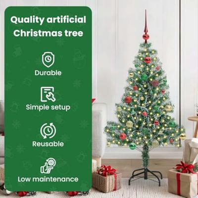 VidaXL Kunstmatige kerstboom sneeuw gevlochten met led licht 150 cm