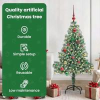 VidaXL Kunstmatige kerstboom sneeuw gevlochten met led licht 150 cm - thumbnail