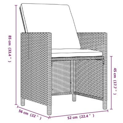 5-delige Tuinset met kussens poly rattan bruin