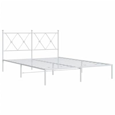 Bedframe met hoofdbord metaal wit 140x190 cm
