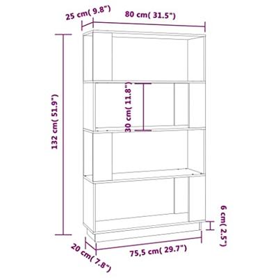 Boekenkast/kamerscherm 80x25x132 cm massief grenenhout grijs