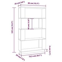 Boekenkast/kamerscherm 80x25x132 cm massief grenenhout grijs - thumbnail