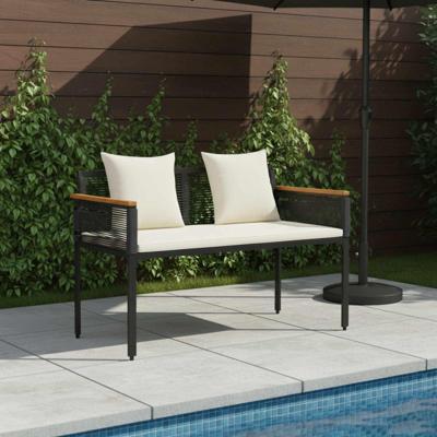 Tuinbank Zwart en Cream Wit 117 x 54 x 74.5 cm poly rattan