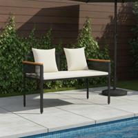 Tuinbank Zwart en Cream Wit 117 x 54 x 74.5 cm poly rattan - thumbnail