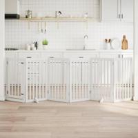 Hondenhek inklapbaar met deur 6 panelen 300 cm populierhout wit - thumbnail