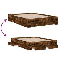 Bedframe met lades bewerkt hout gerookt eikenkleurig 140x190 cm - thumbnail