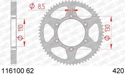 AFAM Chain wheel 420 62z steel silver