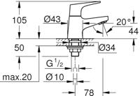 Grohe QuickFix Start Flow toiletkraan chroom - thumbnail