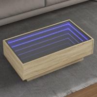 Salontafel met LED 90x50x30 cm bewerkt hout sonoma eikenkleurig - thumbnail