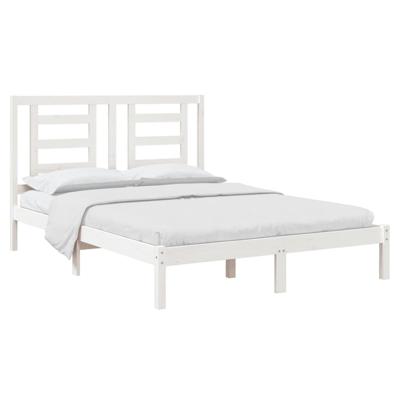 Bedframe zonder matras massief grenenhout wit 140x190 cm