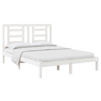 Bedframe zonder matras massief grenenhout wit 140x190 cm - thumbnail