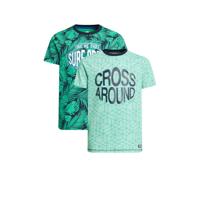 WE Fashion T-shirt - set van 2 groen - thumbnail