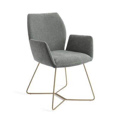 Jesper Home Misaki eetkamerstoel Breezy Blue beehive gold