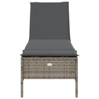 Ligbed met kussen poly rattan grijs - thumbnail