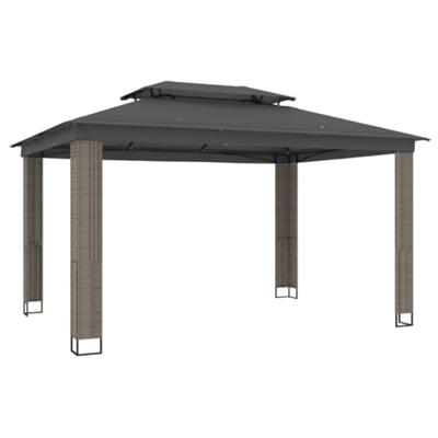 Prieel met dubbel dak 3,94x2,96 m staal antracietkleurig Prieel met dubbel dak 3,94x2,96 m staal antracietkleurig