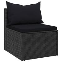 4-delige Loungeset met kussens poly rattan zwart - thumbnail