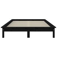 Bedframe massief grenenhout zwart 200x200 cm - thumbnail